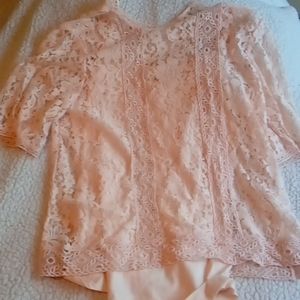 Ann Taylor pink lace blouse with undershirt